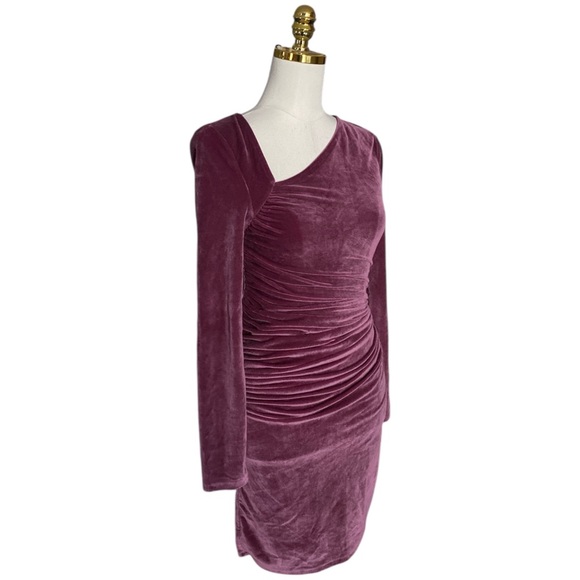Abercrombie & Fitch Women’s Asymmetrical Ruched Velour Slim Fit Cocktail Dress S - Picture 5 of 9
